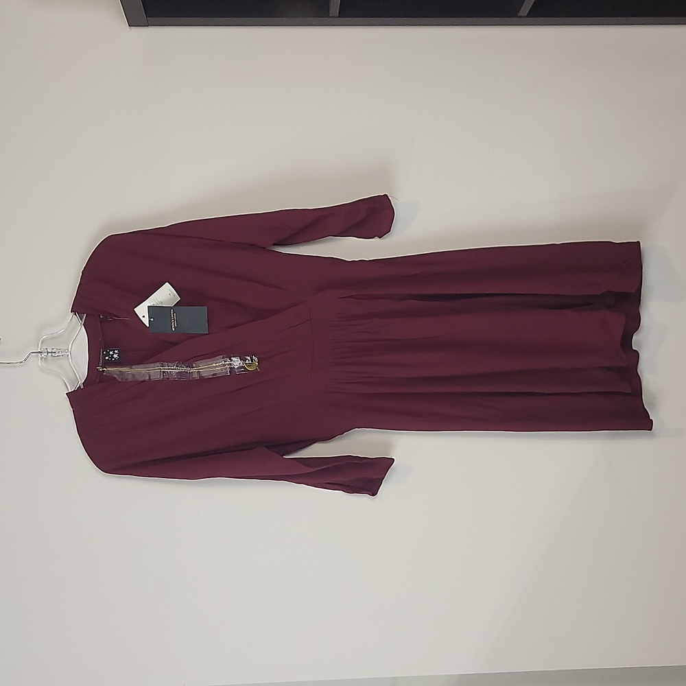SCOTCH & SODA MAISON SCOTCH Merlot Maison Wrap Midi Dress w/ Necklace